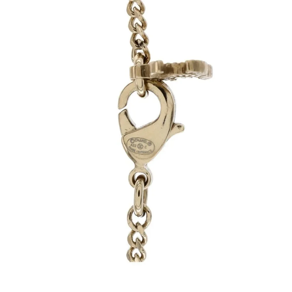 CHANEL Multi Logo Engraved Gold Crystal CC Pendant Necklace